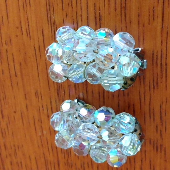 Double Strand AB Clear Bead Necklace, Brooch and Assorted Earrings - Picture 9 of 11